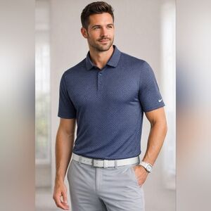 Nike Dri-FIT Polo XL Blue Pattern Golf Shirt Performance Casual